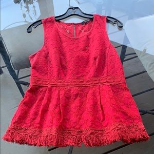 Nanette Lepore Red Lace Peplum Top, Size 4
